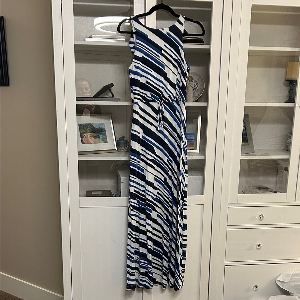RW&CO. Navy and White Striped Maxi Dress